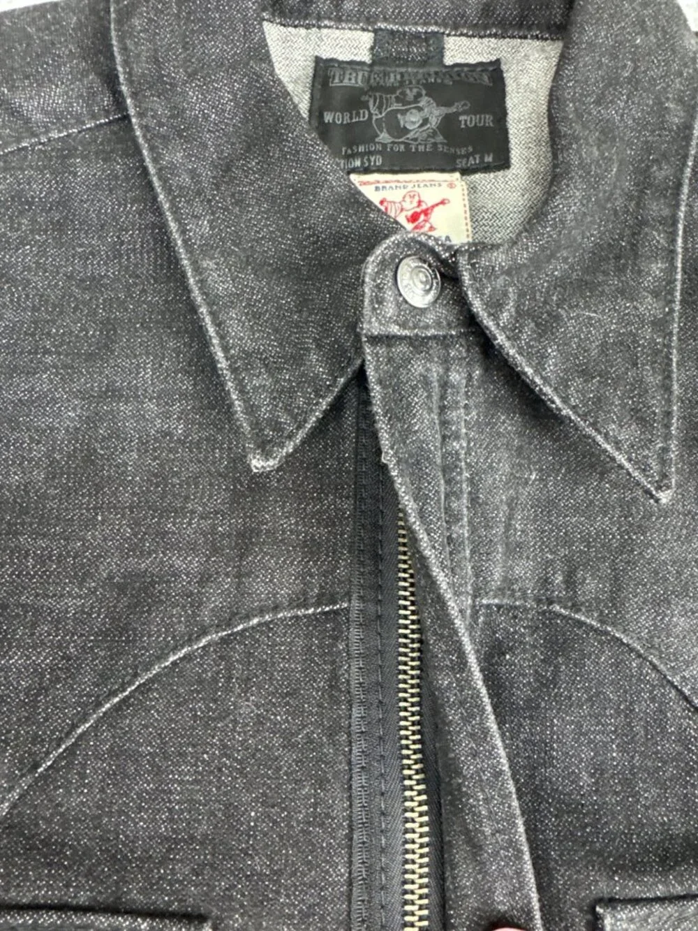 True Religion Men's Charcoal Black Denim Shirt Jacket